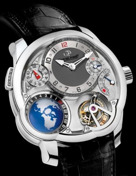 Replica Greubel Forsey Watch GMT White Gold Silver Dial Men